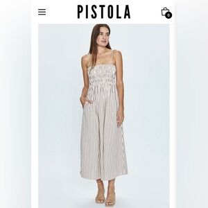 PISTOLA DENIM - BIANCA DRESS - TIRAMISU STRIPE - POPLIN - SIZE LARGE
